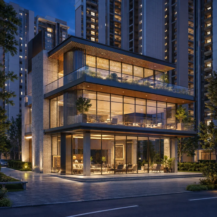 Urbanrise Gattahalli indicative multi-level clubhouse, the filed two basements plus ground plus two floors, substantial for a 4.20-acre site