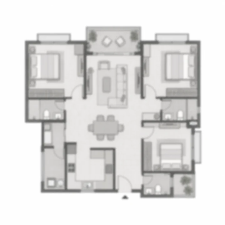 Urbanrise Gattahalli 3 BHK indicative floor plan, 1,300 to 1,615 sq ft on the client brief's tentative band